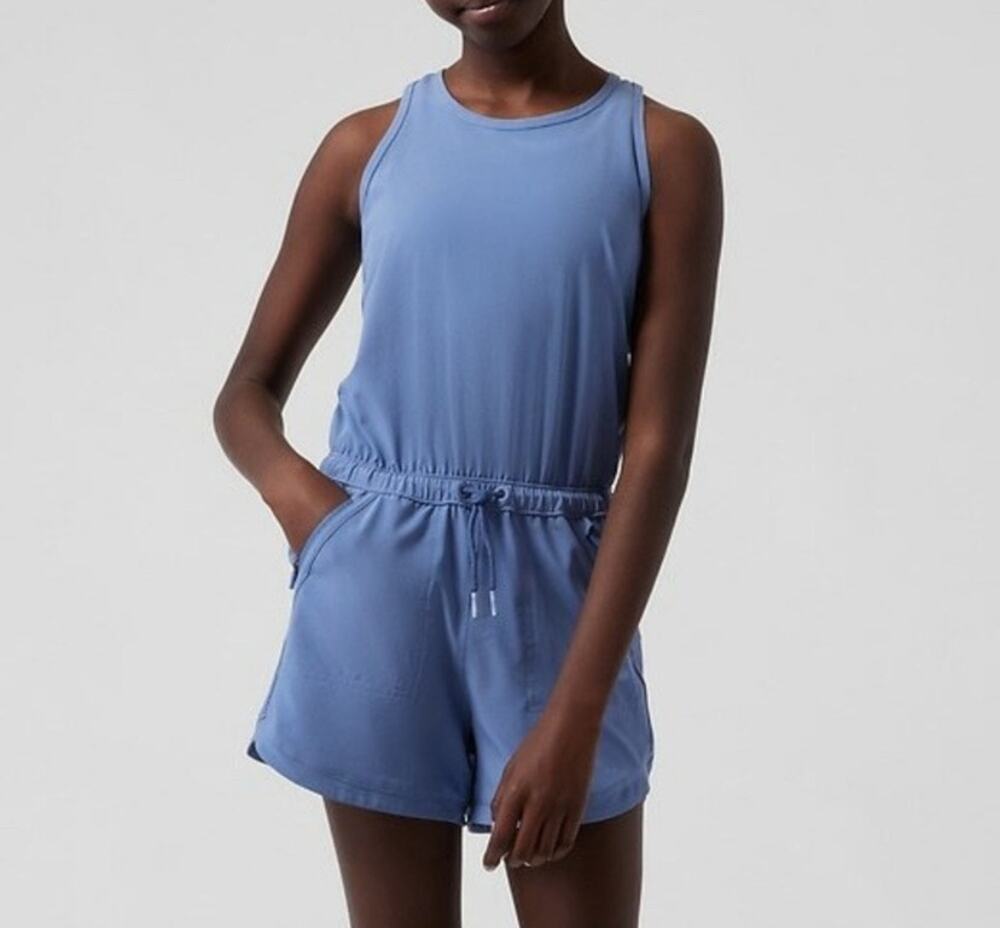 Girls Athleta Girl On the Go Romper Blue Size 16 EUC!